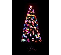 Shatchi 3Ft/90cm Pastel Stars & Baubles Fibre Optic Christmas Tree LED Pre-Lit in Green | Size: 3ft Shatchi Green 3ft