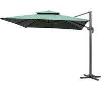 Shatchi 3m Green Square Parasol With Cross Base & 77mm Aluminium Pole Sun Shade Garden Outdoor Beach Patio Canopy Shelter Umbrella Cantilever Shatchi Green