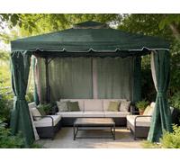 Shatchi 3Mx4M Garden Gazebo With Curtains & Mosquito Netting - Heavy-Duty Aluminium Frame, Waterproof Double Roof