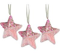 3Pcs Baby Pink Star 12cm - Christmas Tree Hanging Decorations Festive Decorative Ornaments Fairy Tale Themed Xmas Tree Pendant
