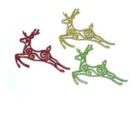 Gifts 4 All Occasions Limited SHATCHI 3pcs Glitter Reindeer Christmas Tree Xmas Party Hanging Ornament Decorations, Multi, SHATCHI - 511