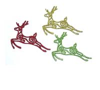 Gifts 4 All Occasions Limited SHATCHI 3pcs Glitter Reindeer Christmas Tree Xmas Party Hanging Ornament Decorations, Multi, SHATCHI - 511