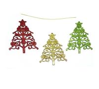 Shatchi 3Pcs Glitter shapped Christmas Tree Xmas Party Hanging Ornament Décor Shatchi Multicolor