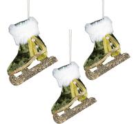 Shatchi 3Pcs Green Mini Ice Skate Boots 11x12cm - Christmas Tree Hanging Decorations Festive Decorative Ornaments Fairy Tale | Size: 11x12 cm Shatchi Green 11x12 cm