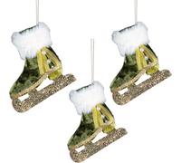 Shatchi 3Pcs Green Mini Ice Skate Boots 11X12Cm - Christmas Tree Hanging Decorations Festive Decorative Ornaments Fairy Tale