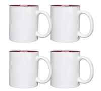 Shatchi 4-Pack 11oz 2-Tone Sublimation Mugs - Perfect for Custom Printing in White Shatchi White