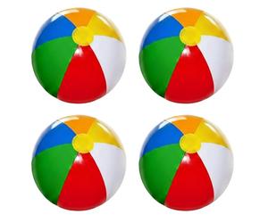SHATCHI 4 Pcs 16 Inch Inflatable Rainbow Beach Ball, Multicolour Blow Up Pool Toy for Swimming Pool Parties, Summer Outdoor Water Games, Holiday Beach Play, Garden Fun and Pool Party Decoration