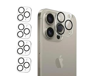 SHATCHI 4 Pieces Camera Lens Protector for iPhone 15 Pro 6.1-Inch and iPhone 15 Pro Max 6.7-Inch, 9H Tempered Glass, Anti-Scratch, Case-Friendly, Night Shooting Mode, Ultra HD Clear Protection