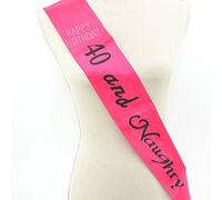 SHATCHI 40 and Naughty Pink-Black Diamante 40th Birthday Sash Fancy Dress Accessory Party Gift Banner Decoration