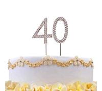 40 Silver Diamond Sparkley Cake Topper Age Year For Mans Boys Womens Girls Birthday Anniversary Party Decorations