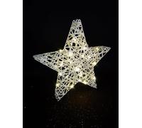 SHATCHI 40cm Battery Operated Wire Star Light Decoration - Elegant Metal Frame with 30 Warm White LEDs - Indoor Festive Home Décor for Christmas, Windows, Walls & Mantels