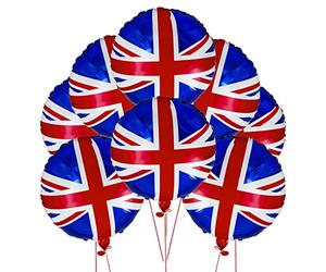 SHATCHI 40Pcs Large Union Jack Foil Balloon 18" Helium Fill Great Britain King Charles III Coronation BBQ Street Party Sports Royal Events Decorations
