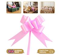 Shatchi 40pcs Light Pink 50mm/5cm Large Ribbon Pull Bows for Gift Wrapping, Hampers, Florist Bouquets, Wedding Cars & Party Décor Pullbow Shatchi Pink