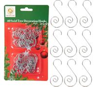 Shatchi 40Pcs Swirl Tree Decoration Hooks - Decorative & Durable in Silver | Size: 1 Pack Shatchi Silver 1 Pack
