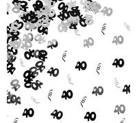 Shatchi 40Th Birthday Confetti Black & Silver 4 Pack X 14 Grams Birthday Decoration Foil Metallic 4 Pack