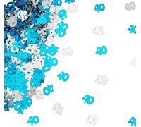 Shatchi 40Th Birthday Confetti Blue & Silver 1 Pack X 14 Grams Birthday Decoration Foil Metallic 1 Pack