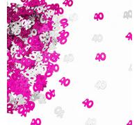 Shatchi 40Th Birthday Confetti Pink & Silver 2 Pack X 14 Grams Birthday Decoration Foil Metallic 2 Pack
