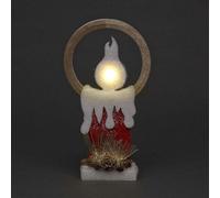 41Cm Christmas Pre Lit Candle Battery Operated Glitter Foam Snow Covered Finish Table Decoration Red Shatchi Red One Size