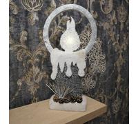41Cm Christmas Pre Lit Candle Battery Operated Glitter Foam Snow Covered Finish Table Decoration Grey