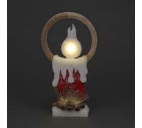 Shatchi 41Cm Christmas Pre Lit Candle Battery Operated Glitter Foam Snow Covered Finish Table Decoration Red