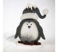 Shatchi 42cm Grey Penguin Christmas Tabletop Figures Window Wall Door Holiday Home Xmas Glitter Foam Showpiece Decorations Shatchi Grey
