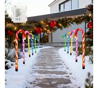 Shatchi 45 Led Outdoor Multicolour Candy Cane Lights - Pack Of 2 (10 Canes), Battery Operated, 8 Modes