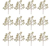 Shatchi 45Cm Artificial Champagne Glitter Berry Picks For Christmas, Pack Of 12