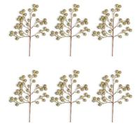 Shatchi 45Cm Artificial Champagne Glitter Berry Picks For Christmas, Pack Of 6