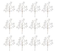 Shatchi 45Cm Artificial Iridescent White Glitter Berry Picks For Christmas, Pack Of 12