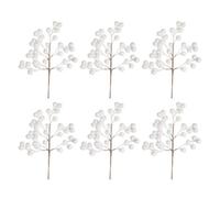 Shatchi 45Cm Artificial Iridescent White Glitter Berry Picks For Christmas, Pack Of 6