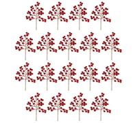 Shatchi 45Cm Artificial Red Glitter Berry Picks For Christmas, Pack Of 18