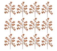 Shatchi 45Cm Artificial Rose Gold Glitter Berry Picks For Christmas, Pack Of 12