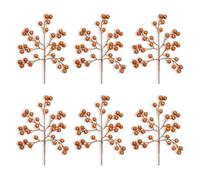 Shatchi 45Cm Artificial Rose Gold Glitter Berry Picks For Christmas, Pack Of 6