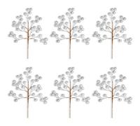 Shatchi 45Cm Artificial Silver Glitter Berry Picks For Christmas, Pack Of 6