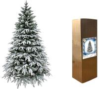 SHATCHI 4ft/1.2m Lapland Fir Snow Covered Bushy Artificial Christmas Tree Flocked 332 PE/PVC Tips Hinged Branches Metal Stand Xmas Home Snowy Decorations, Green, 120CM
