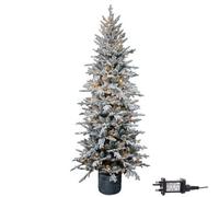Shatchi 4Ft/1.2m Pre Lit Piedmont Pine Snow Flocked Christmas Tree with 90 Warm White LED in Grey | Size: 4ft Shatchi Grey 4ft