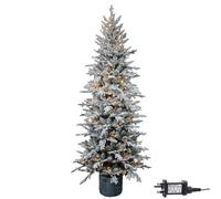 Shatchi 4Ft/1.2m Pre Lit Piedmont Pine Snow Flocked Christmas Tree with 90 Warm White LED in Grey | Size: 4ft Shatchi Grey 4ft