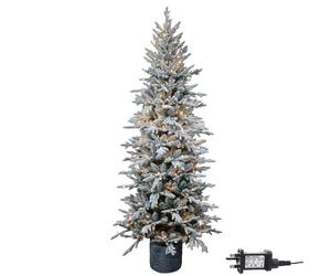 Shatchi 4Ft/1.2m Pre Lit Piedmont Pine Snow Flocked Christmas Tree with 90 Warm White LED in Grey | Size: 6ft Shatchi Grey 6ft