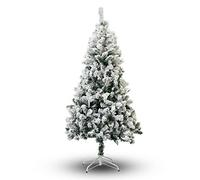 SHATCHI 4Ft/1.2m Yukon Pine Artificial Green Christmas Tree Snow Flocked 230 Tips Branches Snowy Bushy Xmas Home Decorations, Metal Stand, Polyvinyl Chloride, 120cm