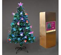 Shatchi 4Ft/120cm Butterflies Fibre Optic Christmas Tree LED Pre-Lit in Green | Size: 4ft Shatchi Green 4ft