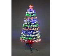 Shatchi 4Ft/120Cm Frosted Tips 8 Modes Fibre Optic Christmas Tree Led Pre-Lit