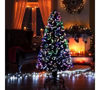 SHATCHI 4Ft/120cm Fibre Optic Christmas Multicolour Changing LED Decorations-Pre-Lit Green Artificial Xmas Tree Colourful Lights, PVC, 120 cm