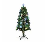 Shatchi 4Ft/120cm Snowflakes Fibre Optic Christmas Tree LED Pre-Lit in Green | Size: 4ft Shatchi Green 4ft