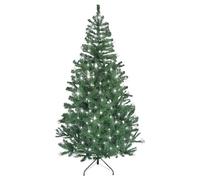 SHATCHI 4Ft-12Ft Pre-Lit Artificial Christmas Tree Alaskan Pine Tips Xmas Home Decorations Metal Stand Warm Multicolour LEDs, Green w/Cool White, 8Feet
