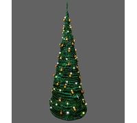 SHATCHI 4Ft-6Ft Prelit Pre Pop up Christmas Tree Xmas Home Indoor LED Warm White Lights Baubles Decorations Battery Operated, Gold, 4Ft