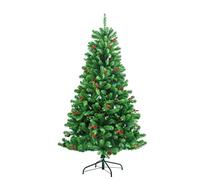 SHATCHI 4Ft-8Ft Artificial Christmas Tree Maryland Fir Green Tips Red Berries and Pine Cones Xmas Home Decorations Metal Stand, 4Ft