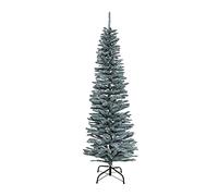 SHATCHI 4Ft-8Ft Artificial Flocked Slim Christmas Pencil Tree Holiday Home Decorations with Pointed Tips and Metal Stand, Frosty Green, 210 cm
