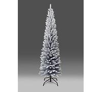 SHATCHI 4Ft-8Ft Artificial Slim Christmas Pencil Tree Holiday Home Decorations with Pointed Tips and Metal Stand, Snow Flock, 180 cm