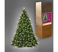 SHATCHI 4Ft-8Ft Pre-Lit Kentucky Pine Luxurious Artificial Green Christmas Tree Bushy Xmas Holiday Home Decoration With Long life Energy Saving Warm White LED Lights Last Up To 50,000 hrs, PVC, 5Ft