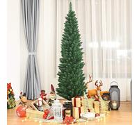 Shatchi 4FT Green Artificial Flocked Slim Christmas Pencil Tree Holiday Home Decorations with Pointed Tips & Metal Stand | Size: 5ft Shatchi Green 5ft